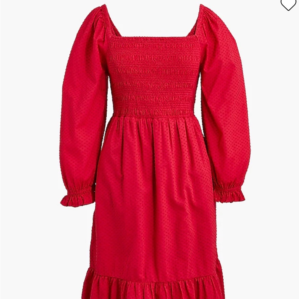 J Crew Smocked clip-dot puff-sleeve dress